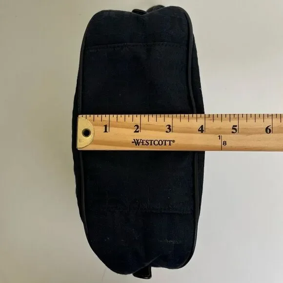 Fossil Y2K Mini Hobo Black Jacquard Leather Trim Logo Vintage Crescent Baguette - Picture 12 of 15